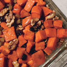 Garnet Yams with Maple Syrup, Walnuts, and Brandied Raisins