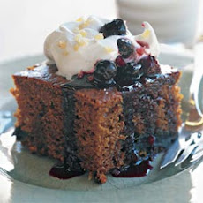 Gingerbread Cake with Blueberry Sauce