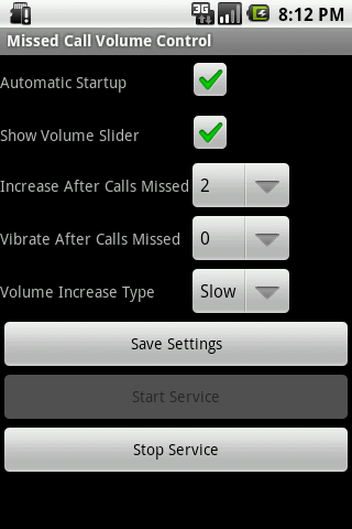 Missed Call Volume Control