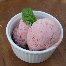Strawberry-Fig Ice Cream with Sweet Basil and Honey