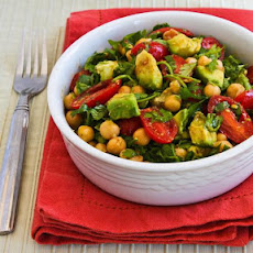 Garbanzo, Tomato, and Cilantro Salad with Lime and Chile Dressing (with or without avocado)