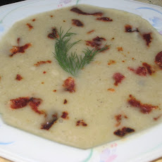 Creamed Potato, Mushroom, Leek Soup with Hickory Smoked Bacon Bits