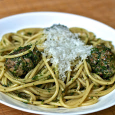 Dinner Tonight: Pasta with Green Meatballs and Herb Sauce