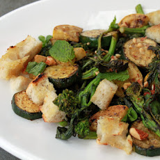 Grilled Bread Salad with Broccoli Rabe and Summer Squash