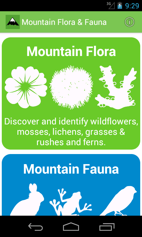 Android application Mountain Flora &amp; Fauna screenshort