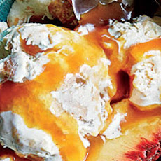 Peach Cobbler Ice Cream with Bourbon-Caramel Sauce
