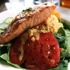 Smashed Berry-Infused Salmon Salad over Garlic Roasted Couscous