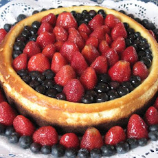 Red, White and Blue Cheesecake With Chocolate Cookie Crust.