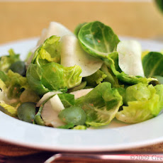 Brussels Sprout Leaf, Jerusalem Artichoke & Castelvetrano Olive Salad with Meyer Lemon Vinaigrette