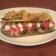 Zucchini with Chickpea and Mushroom Stuffing