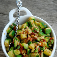 Sauteed Zucchini with Panch Pharon and Almonds
