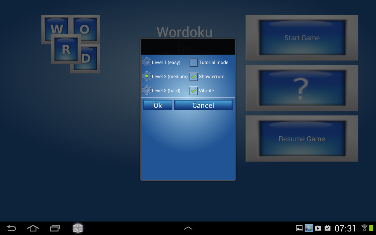 Android application Wordoku screenshort