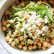 Chickpea, Barley and Zucchini Ribbon Salad with Mint and Feta