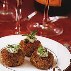 Broiled Crab Cakes with Chive and Caper Sauce