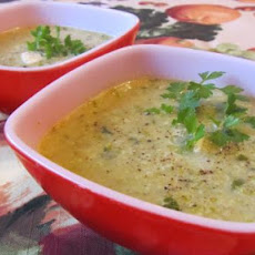Cream of Brussels Sprout Roasted Garlic Soup