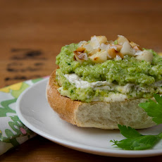 Roasted Macadamia-Celery Pesto and Peppered Cream Cheese Tartine