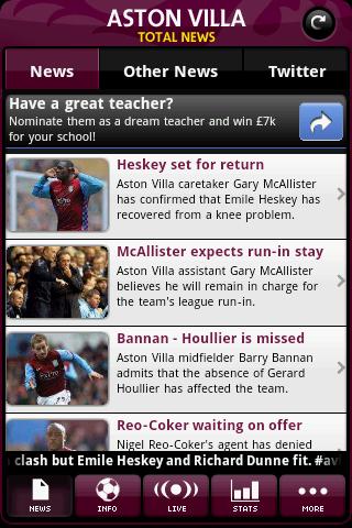 100-unofficial-aston-villa for android screenshot