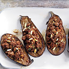 Stuffed Eggplant with Lamb and Pine Nuts