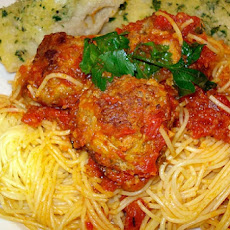 Spaghetti with Turkey-Pesto Meatballs