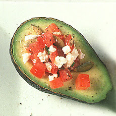 Avocado Halves Stuffed with Tomato and Feta