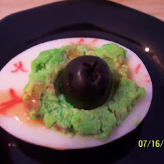Spicy Deviled Eggs (Aka: Blood Shot Eyes)