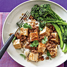 Ma Po Tofu with Steamed Broccolini