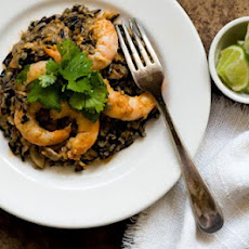 Creamy chipotle shrimp with mushrooms and wild rice