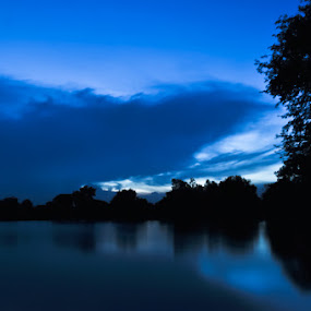 The Lake by Akash Kumar - Novices Only Landscapes ( dawn, blue, silhoutte, lake, evening )