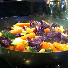 Lemon Ginger Carrots, Cabbage and Zucchini with Cannellini beans