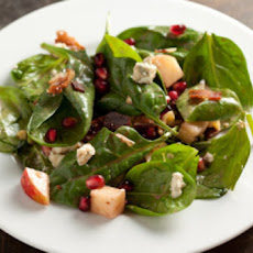 Spinach Pomegranate Salad with Apples and Walnuts
