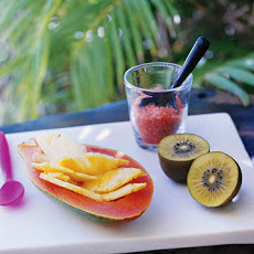 Pineapple-Filled Papayas with Kiwi and Hawaiian Pink Sea Salt