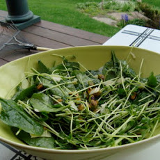Baby Spinach and Pea Shoot Salad with a Honey Lemon Vinaigrette