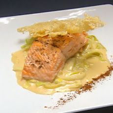 Salmon over Creamed Leeks with Apple Butter Sauce