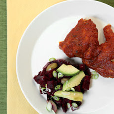 Avocado Salad with Beets, Green Olives, and Scallions