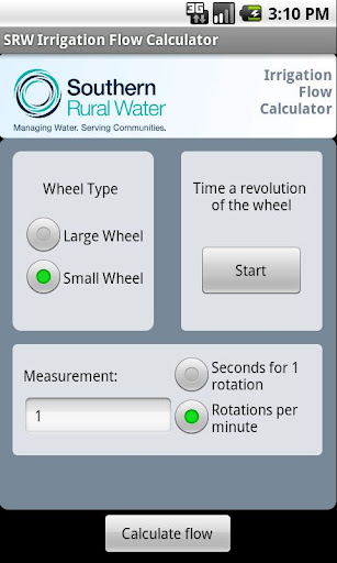 SRW Irrigation Flow Calculator