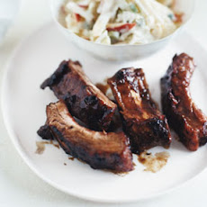 Glazed Pork Ribs with Horseradish Apple Slaw