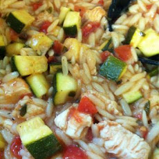 Chicken, Tomato, Zucchini, and Orzo Stew