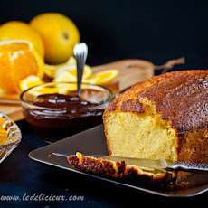 Orange-Scented Olive Oil Cake with Orange Compote & Chocolate Sauce