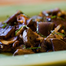 Purple Potatoes with Caramelized Onions and Shiitake Mushrooms