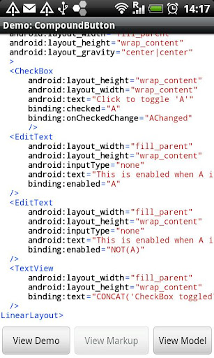 Markup Demo: Android Binding