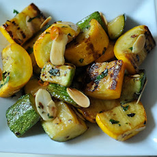 Sautéed Zucchini and Summer Squash with Chili, Mint and Toasted Almonds