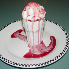 Feta Ice Cream with Blood Orange Mint Syrup