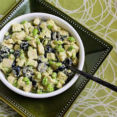Leftover Chicken Pesto Salad with Edamame (or Peas)