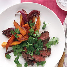 Skirt Steak with Sweet Potato Wedges and Parsley Salad