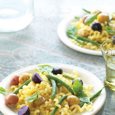 Long Fusilli with Potatoes and Haricots Verts in Lemon Sauce