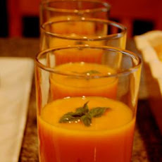 Chilled Cantaloupe Peach Soup with Ginger & Mint