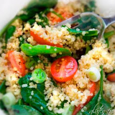 Quinoa + Spinach Salad Recipe with Grape Tomatoes