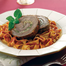 Braised Stuffed Flank Steak With Fettuccine