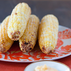 Grilled corn with smokey peach butter