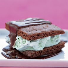 Grasshopper Ice Cream Sandwiches With Hot Fudge Sauce